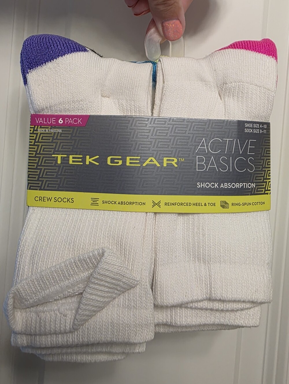 Crew Socks Pack - White with Gray, Black & Neon Accents